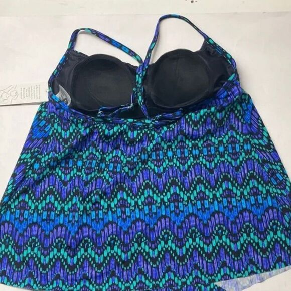 Women's Slimming V-Front Tankini Swimsuit Top Dreamsuit by Miracle Brands Sz 10 - Picture 3 of 9